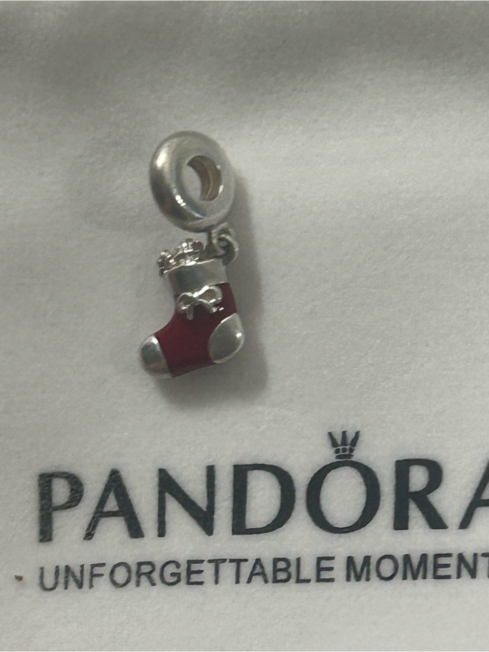 Pandora Sterling Silver Red Stocking Dangle Charm